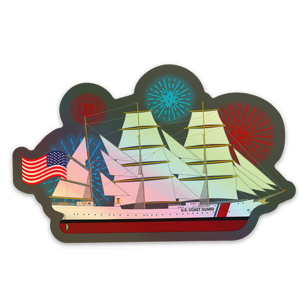 Barque Eagle Fireworks Holographic Sticker