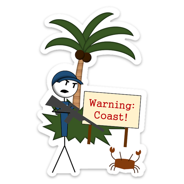 Warning: Coast! Die Cut Sticker